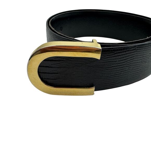 VTG Cipriani Black Lizard Grain Leather Belt main image 5